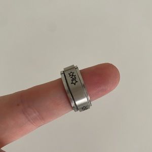 Stainless Steal Fidget Spinner Ring with Stars